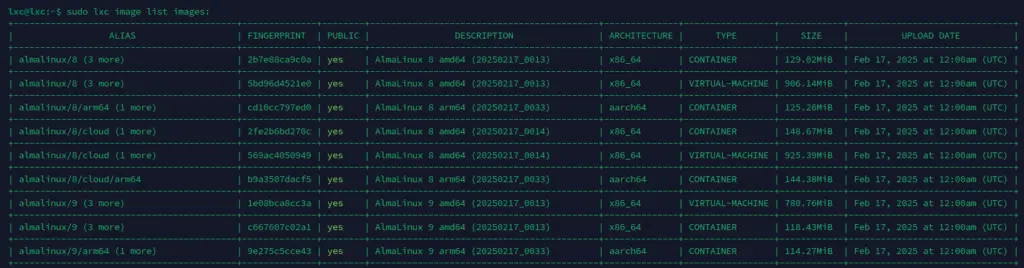 Melihat Daftar Image Prebuilt Pada LXD