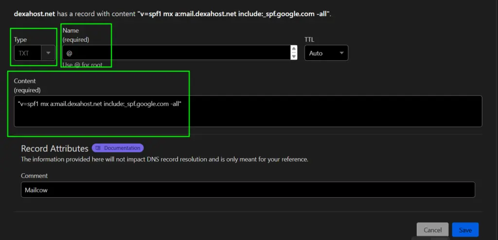 Mailcow - Setting SPF
