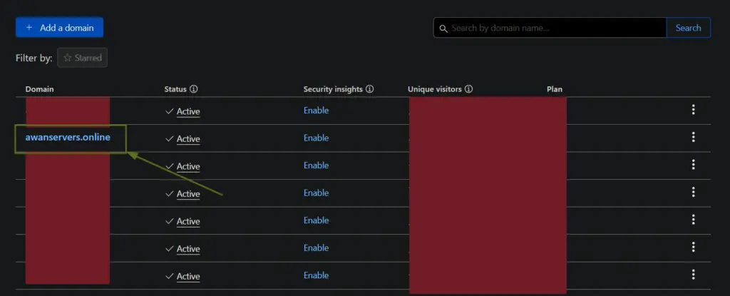 Pilih Domain di Cloudflare