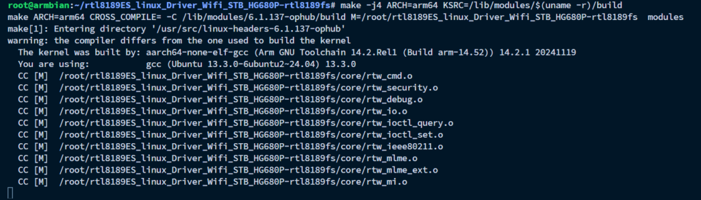 Build Driver Wifi Armbian STB HG680P