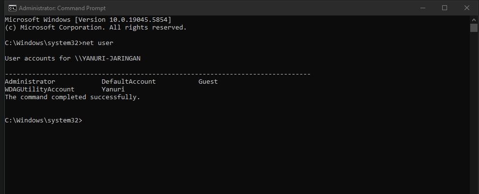 List User di CMD