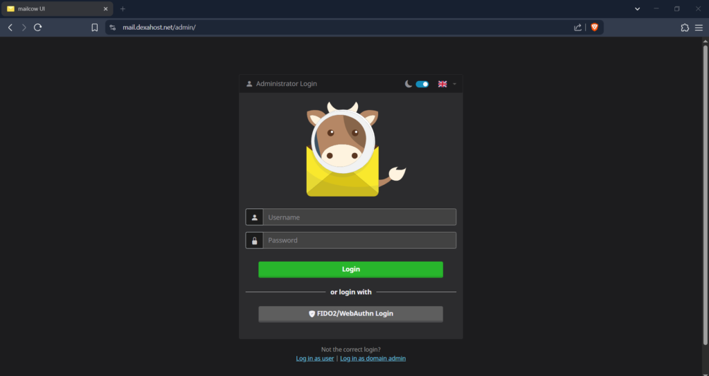 Login Dashboard Mailcow_