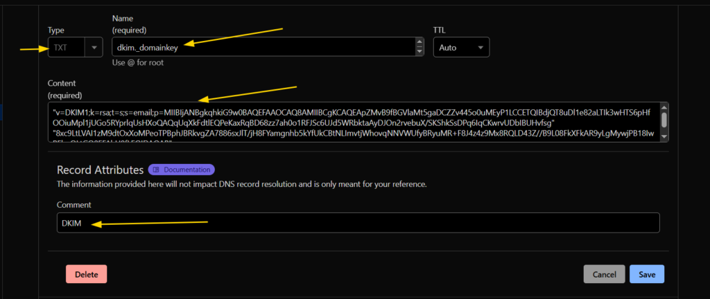 Setting DKIM