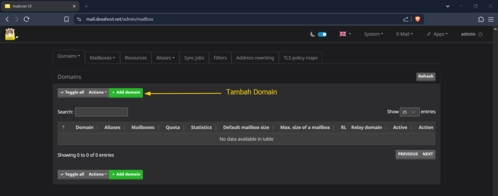Tambah Domain
