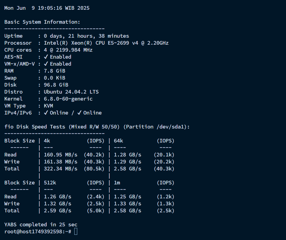 YABS.sh Test Disk via FIO IOPS