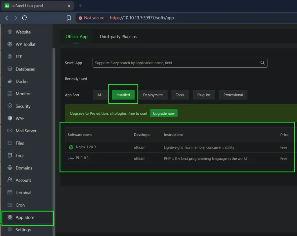 Cek Installed Service