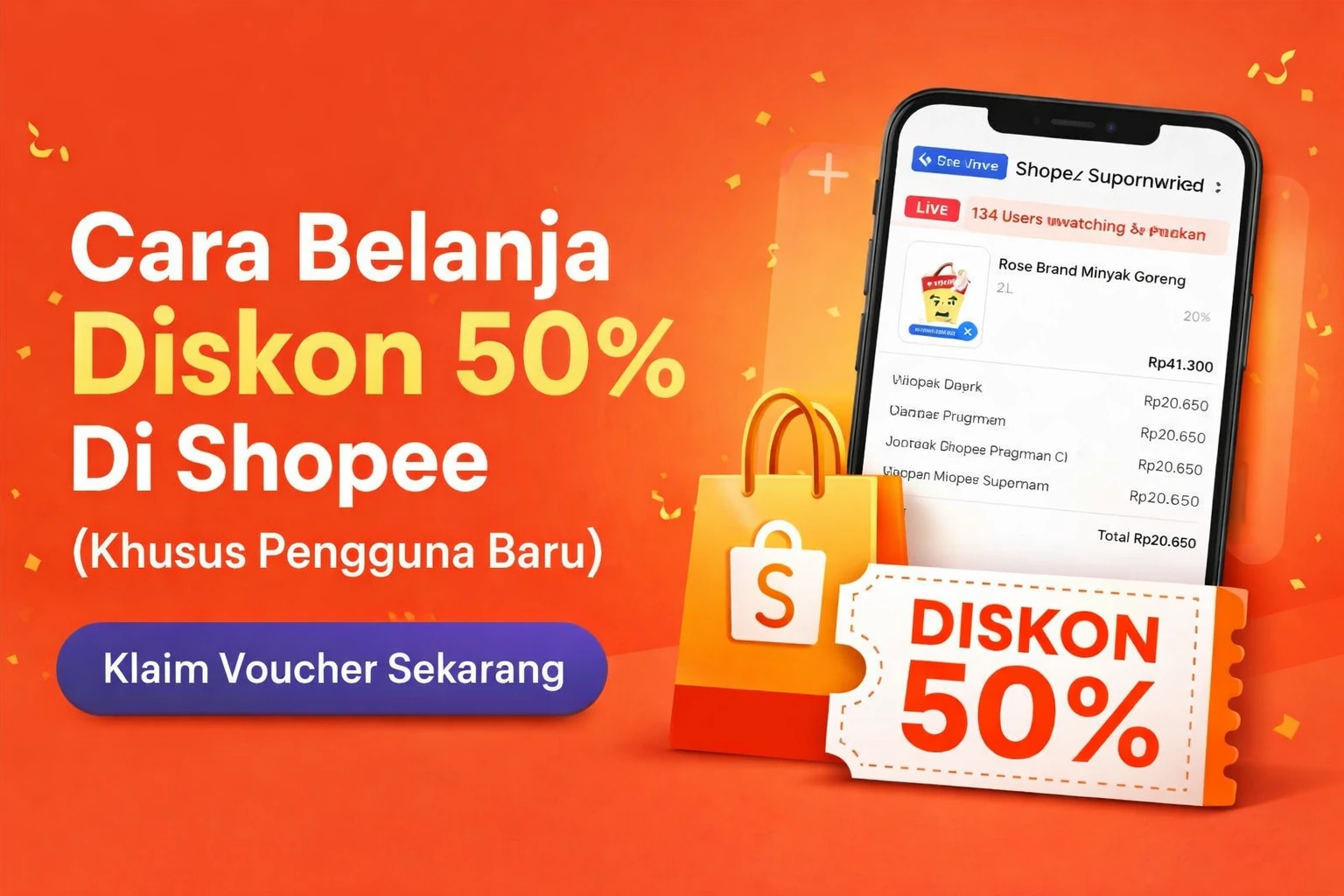 Cara Daftar & Klaim Voucher Diskon 50% Shopee Pengguna Baru